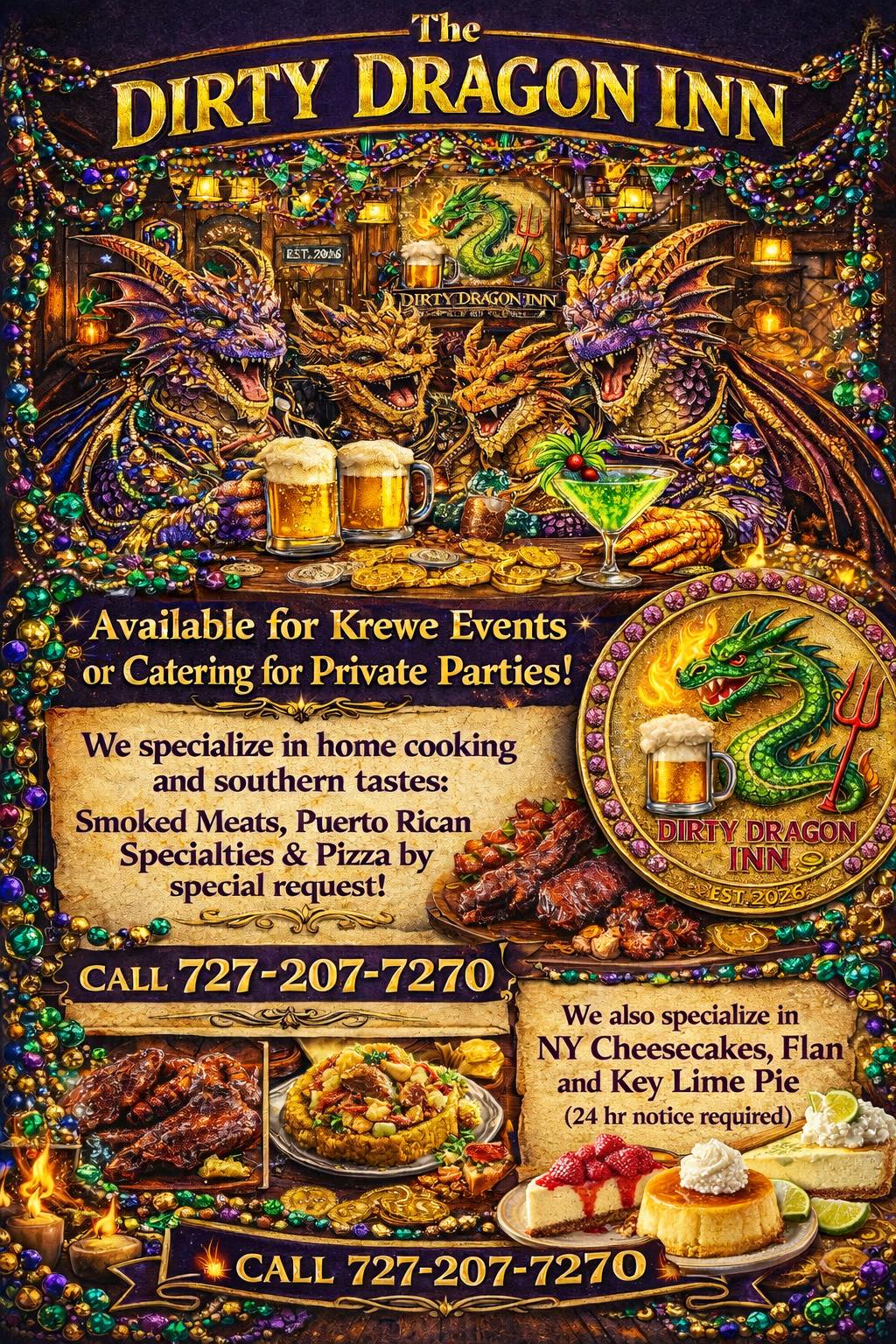 The Dirty Dragon Inn catering poster